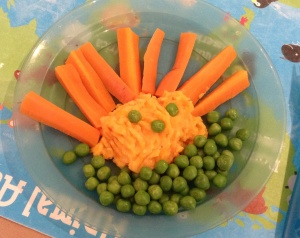 Whereas my son won't eat anything but peas and carrots!