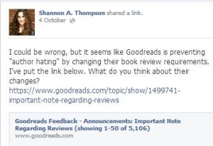 Goodreads' change of policy post