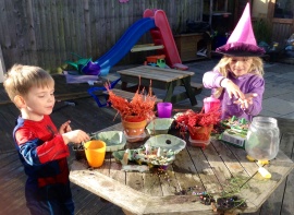 Making potions in the garden
